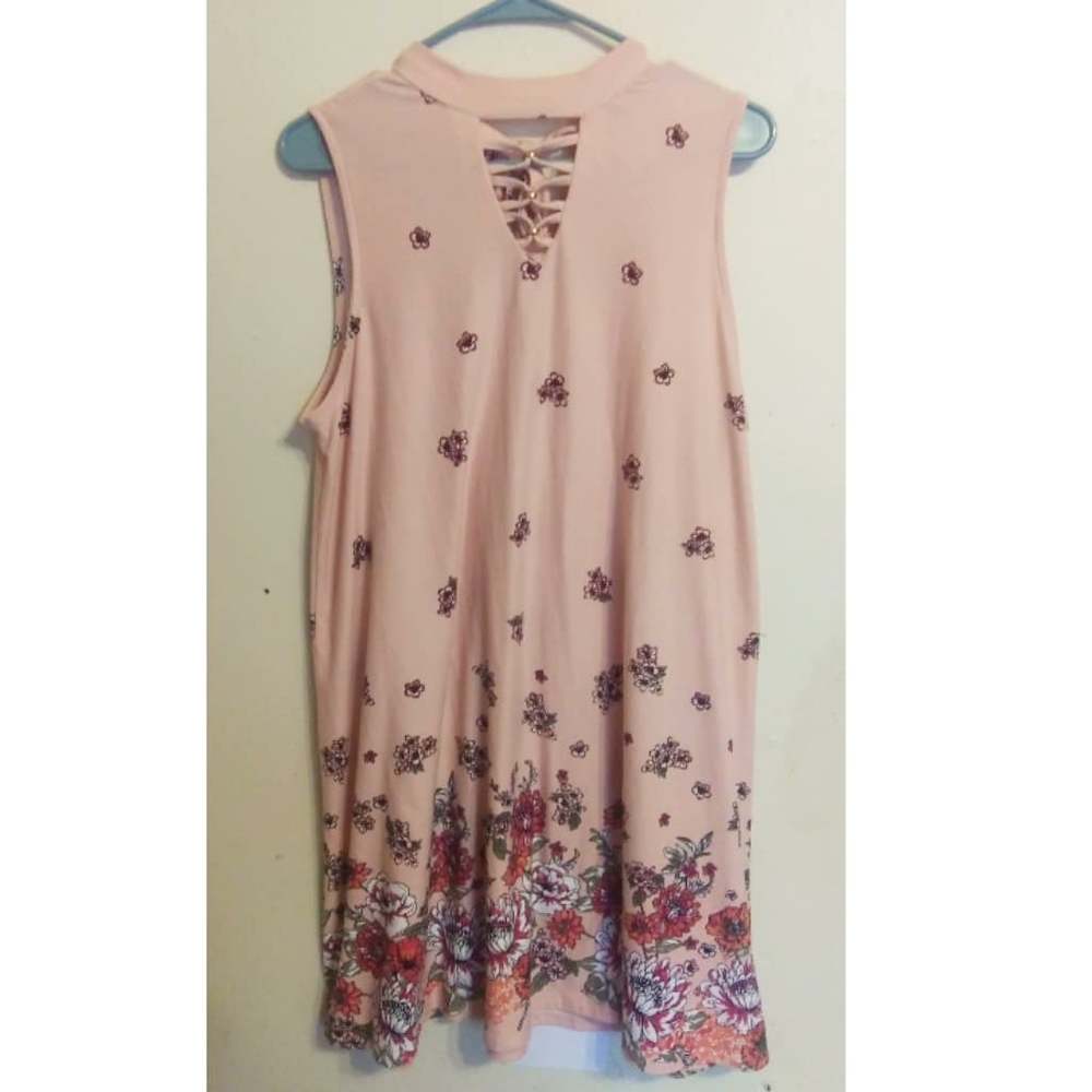 Flowy Pink Floral Choker Dress